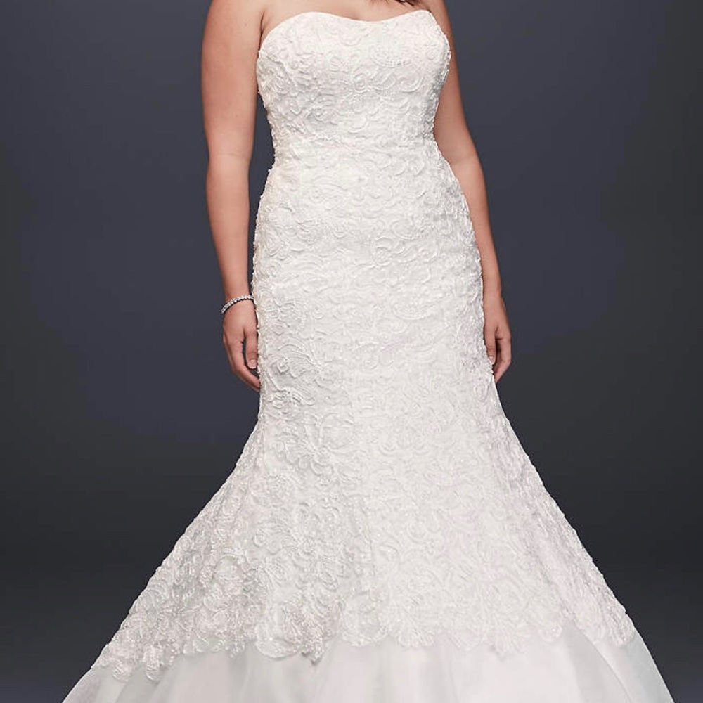 Beautiful lace over charmeuse gown
